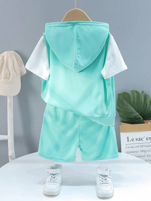 Set de 3 piezas para niños pequeños, franela, chaleco y short