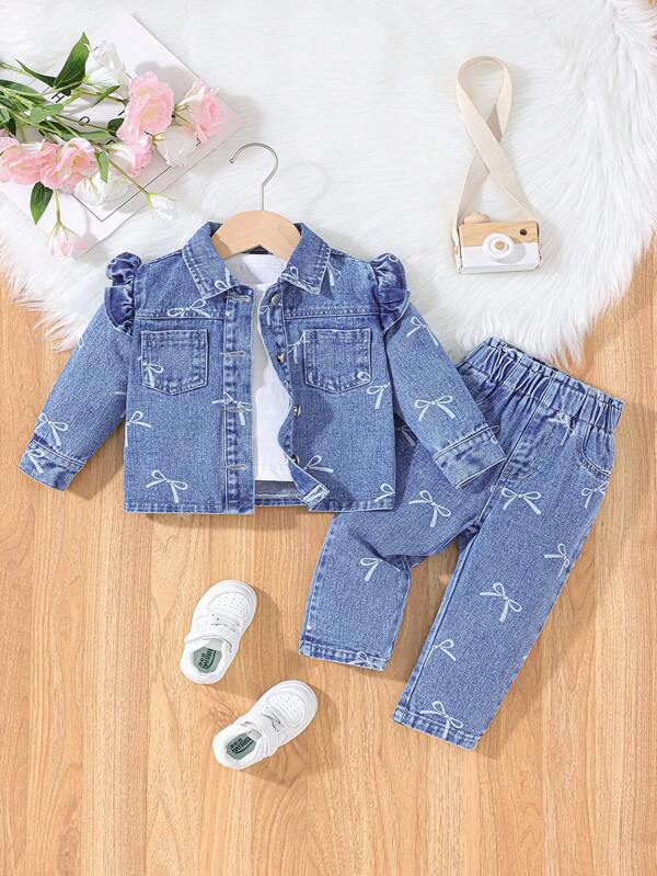 Conjunto de 2 piezas para bebé y niñas pequeñas, chaqueta y pantalón