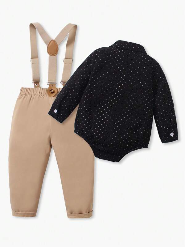 Conjunto de 2 piezas para bebé y niños pequeños, body y pantalón con tirantes