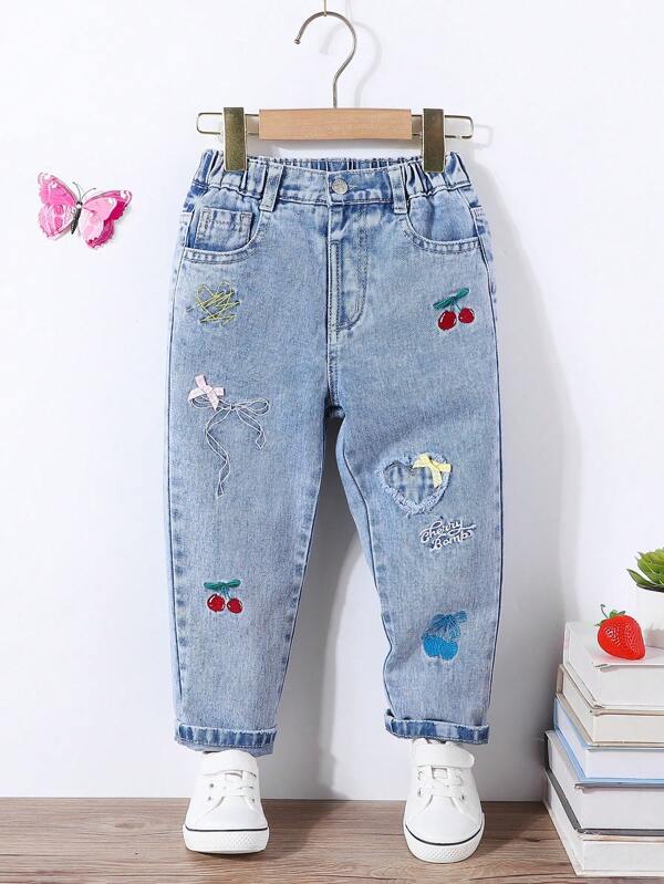 Pantalón con bordados para niñas pequeñas