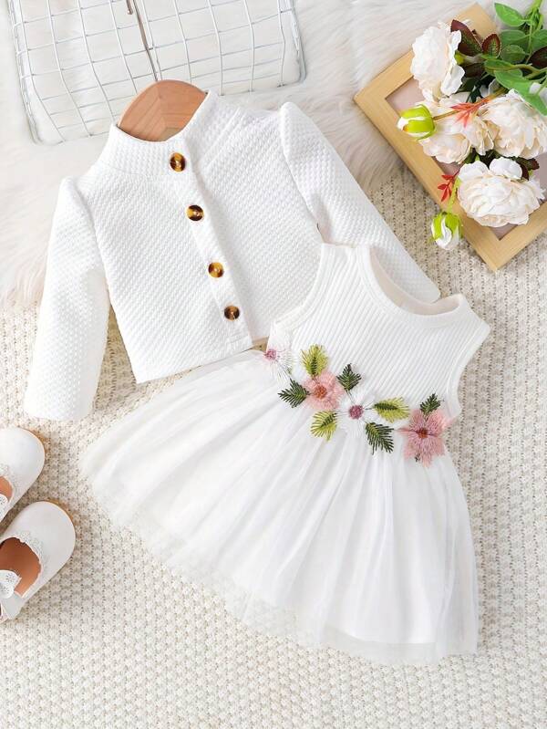 Conjunto de 2 piezas para bebé niña, sweater y vestido