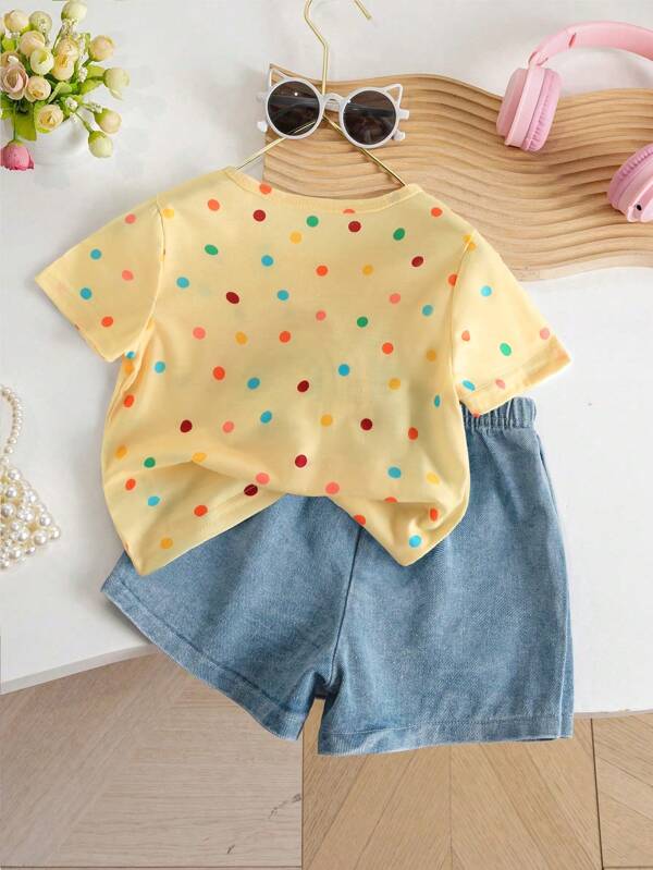 Conjunto de 2 piezas para niñas pequeñas, blusa y falda