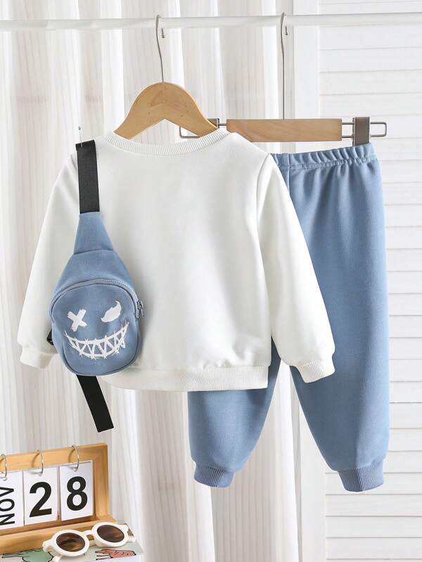 Set de 3 piezas para bebé y niño pequeño, sweater, mono y bolso