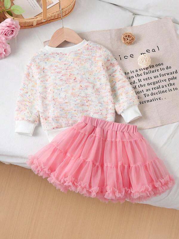 Conjunto de 2 piezas para bebé y niñas pequeñas, sweater y falda