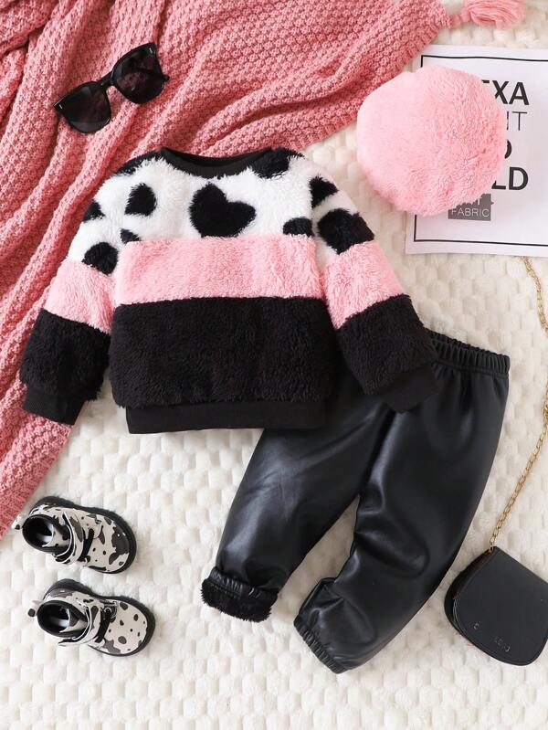 Set de 3 piezas para bebé y niñas pequeñas, sweater, pantalón y bohina