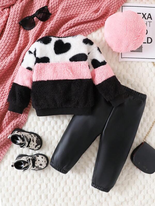Set de 3 piezas para bebé y niñas pequeñas, sweater, pantalón y bohina