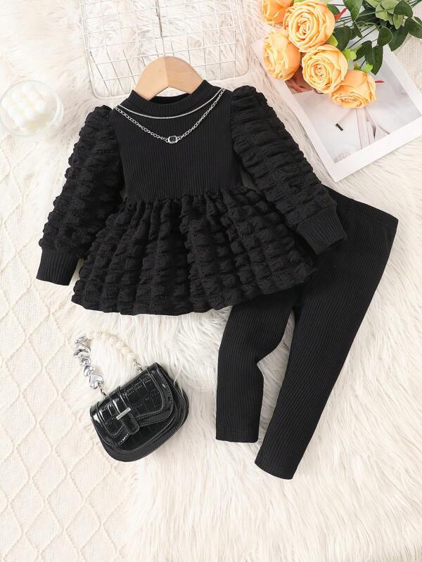 Conjunto de 2 piezas para bebé y niñas pequeñas, blusa y pantalón