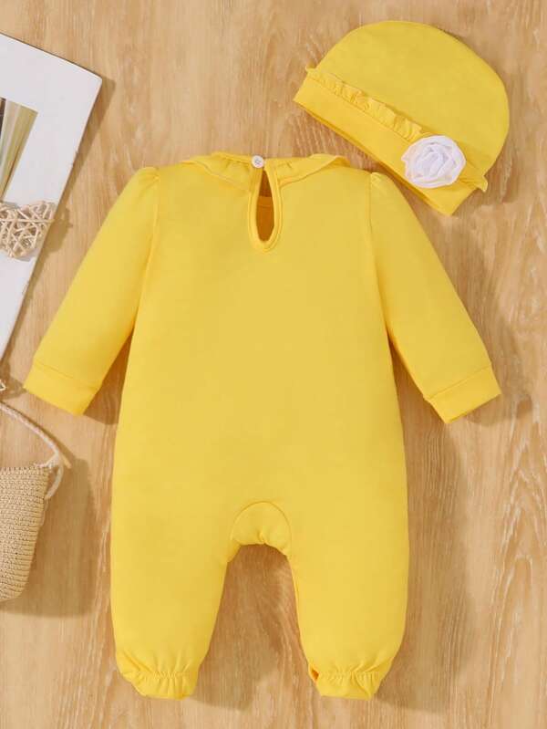 Set de 2 piezas para bebé niña, mameluco y gorro