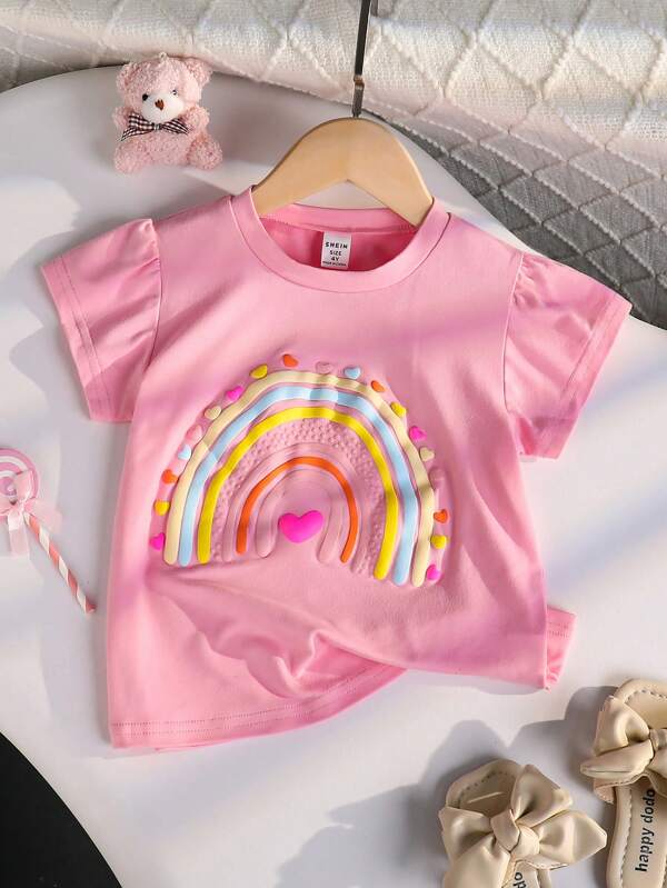 Blusa de arcoíris para niñas pequeñas