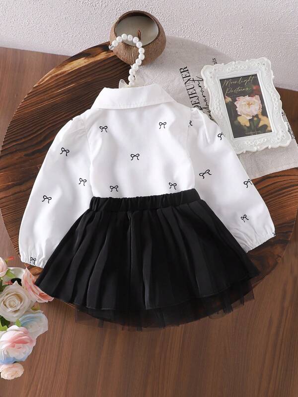 Conjunto de 2 piezas para bebé y niñas pequeñas, camisa y falda
