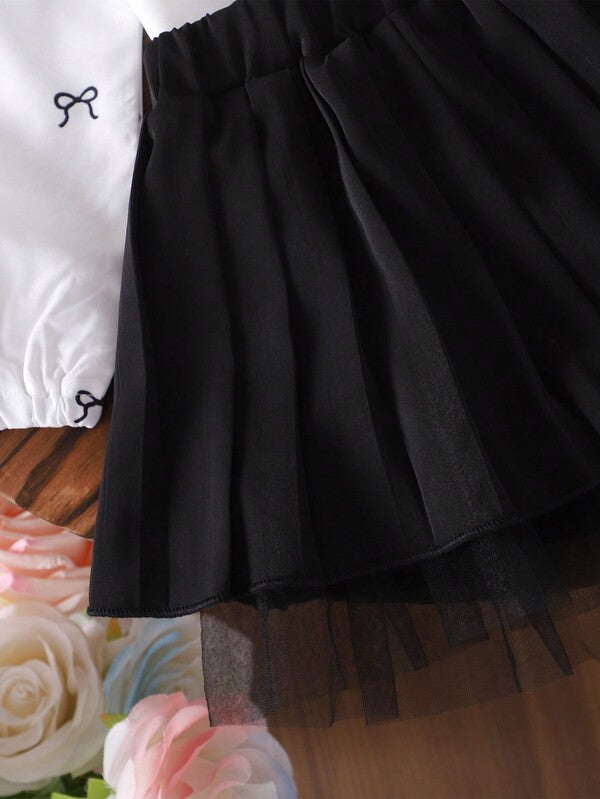 Conjunto de 2 piezas para bebé y niñas pequeñas, camisa y falda
