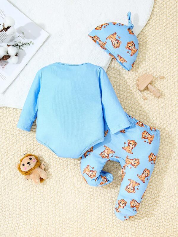 Set de 3 piezas para bebé y niños pequeños, body, mono y gorro