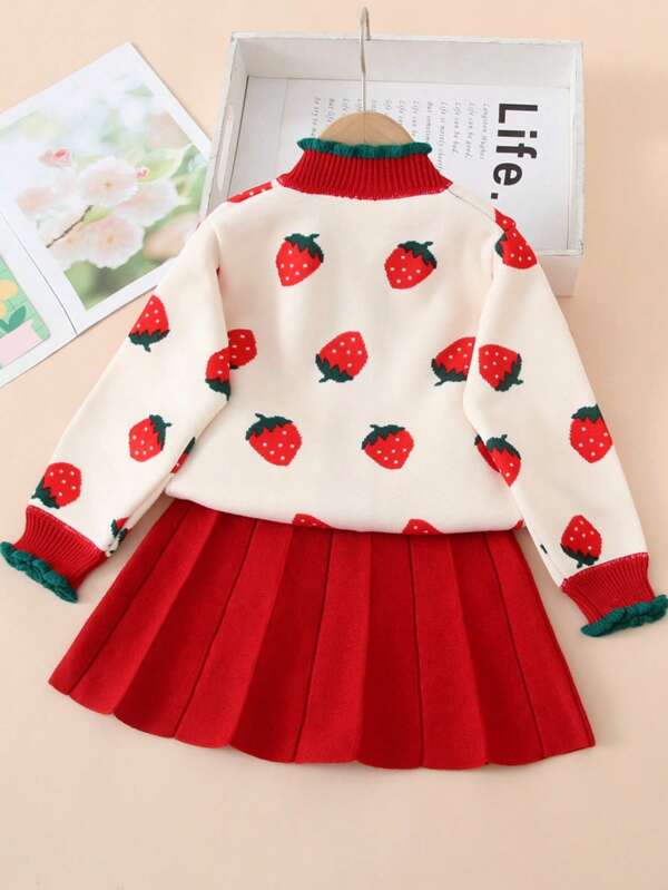 Conjunto de 2 piezas para niñas pequeñas, sweater y falda