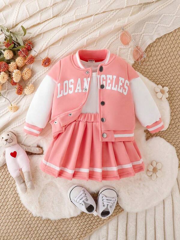 Conjunto de 2 piezas para bebé y niñas pequeñas, sweater y falda