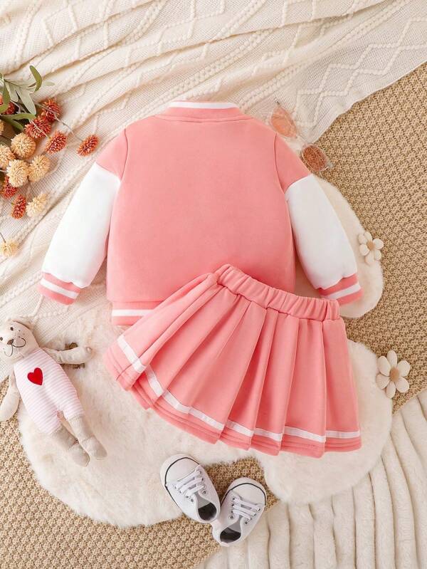 Conjunto de 2 piezas para bebé y niñas pequeñas, sweater y falda