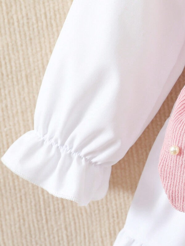 Set de 3 piezas para bebé y niña pequeña, vestido, chaleco y bolso bandolero