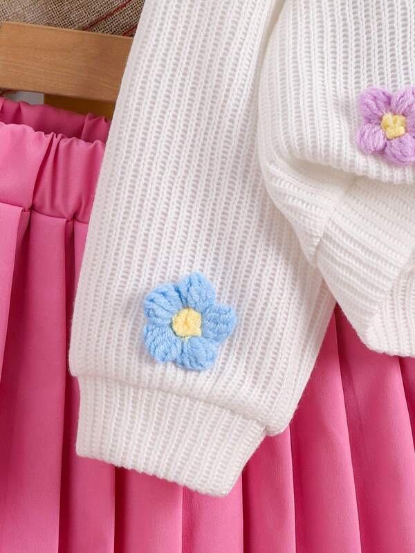 Conjunto de 2 piezas para niñas pequeñas, sweater y falda