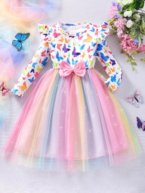 Vestido de mariposas para niñas pequeñas