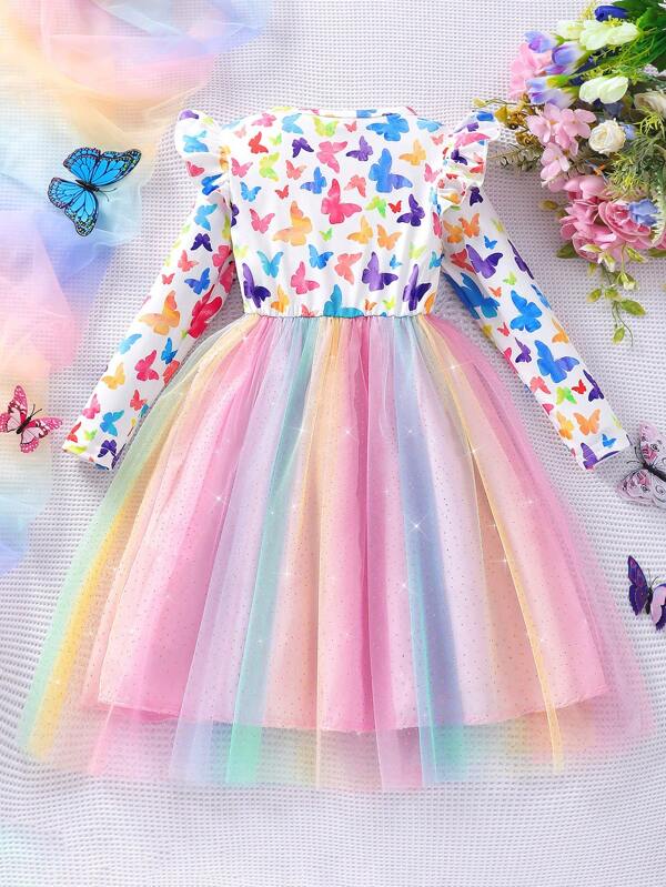 Vestido de mariposas para niñas pequeñas