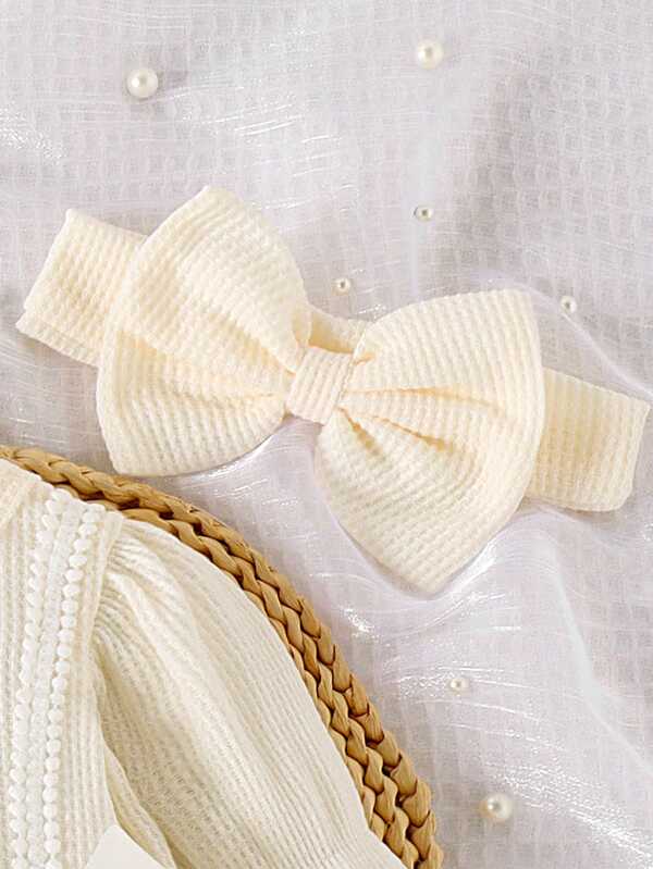 Set de 3 piezas para bebé, vestido-body, calcetines y diadema