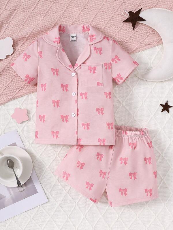 Conjunto de 2 piezas para niñas pequeñas, franela y short