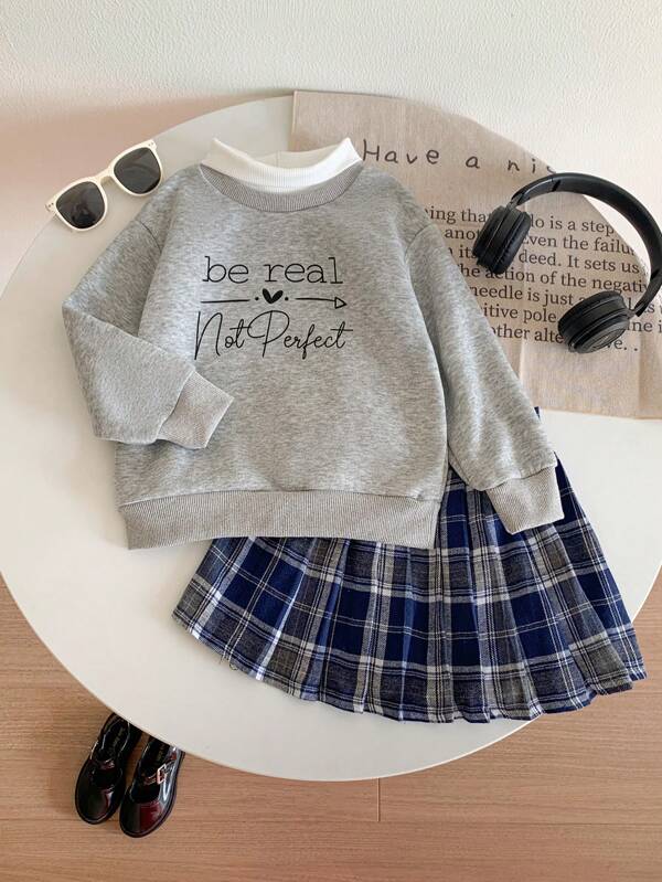 Conjunto de 2 piezas para niñas pequeñas, sweater y falda