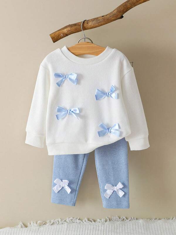 Conjunto de 2 piezas para bebé y niñas pequeñas, sweater y mono