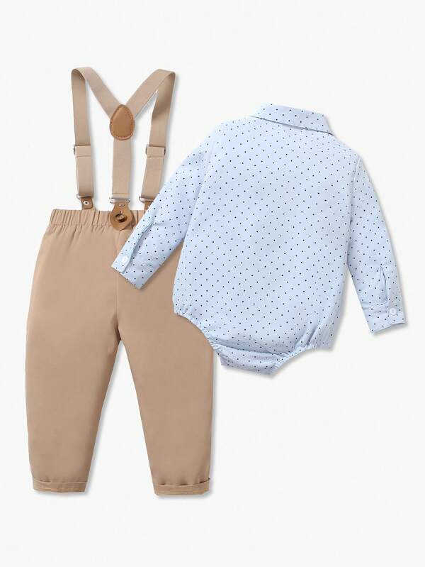 Conjunto de 2 piezas para bebé y niños pequeños, body y pantalón con tirantes
