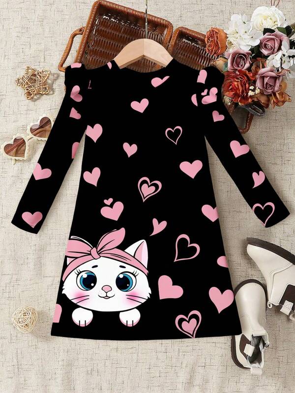 Vestido de gatito tierna para niñas pequeñas