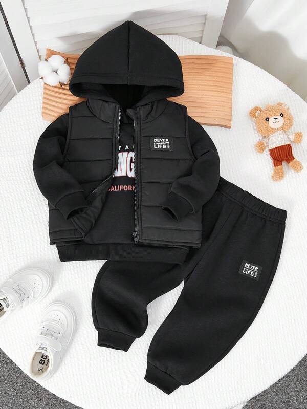 Set de 3 piezas para bebé y niño pequeño, sweater, chaleco y joggers