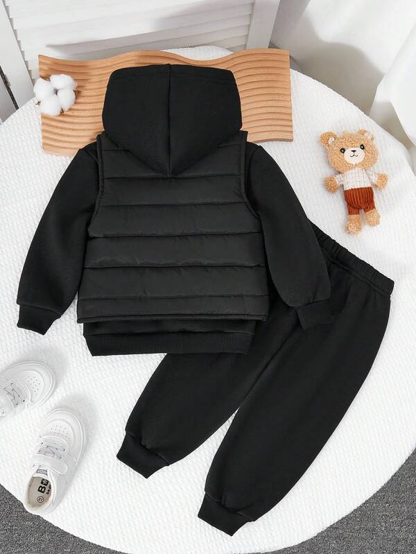 Set de 3 piezas para bebé y niño pequeño, sweater, chaleco y joggers