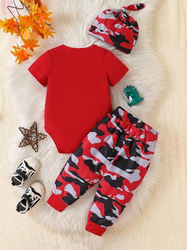 Set de 3 piezas para bebé niño, body, mono y gorro