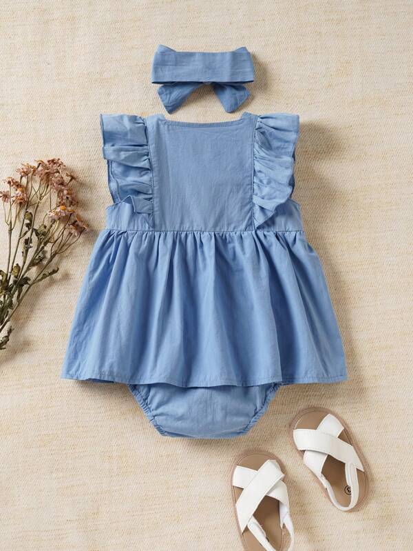 Set de 2 piezas para bebé niña, body-vestido y banda