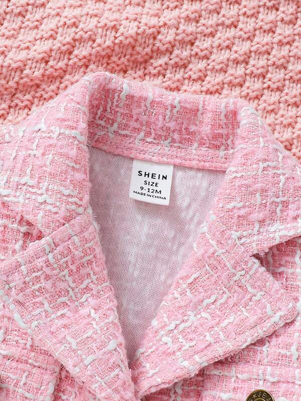 Set de 3 piezas para bebé y niña pequeña, chaqueta, falda y boina