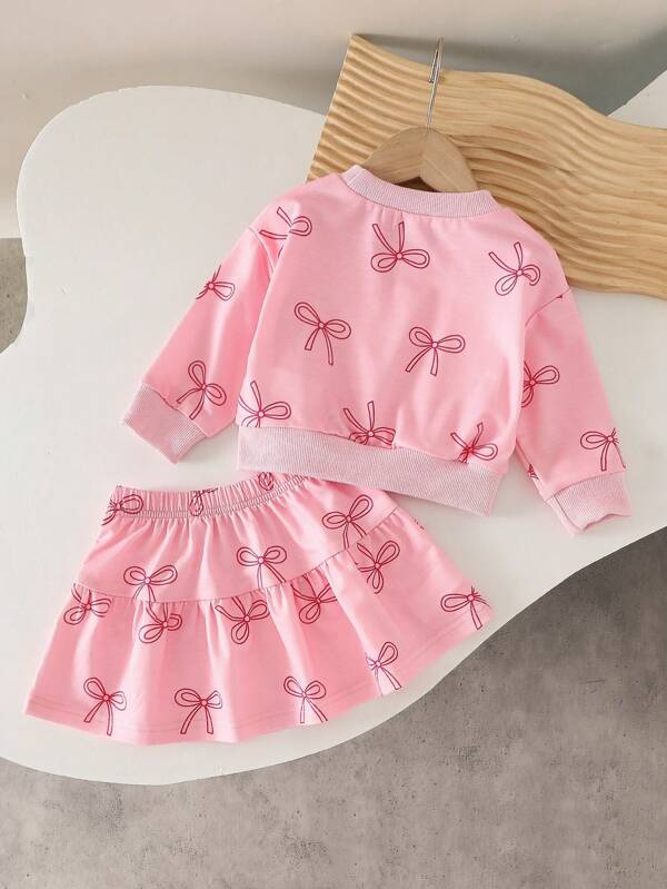 Conjunto de 2 piezas para bebé y niñas pequeñas, sweater y falda