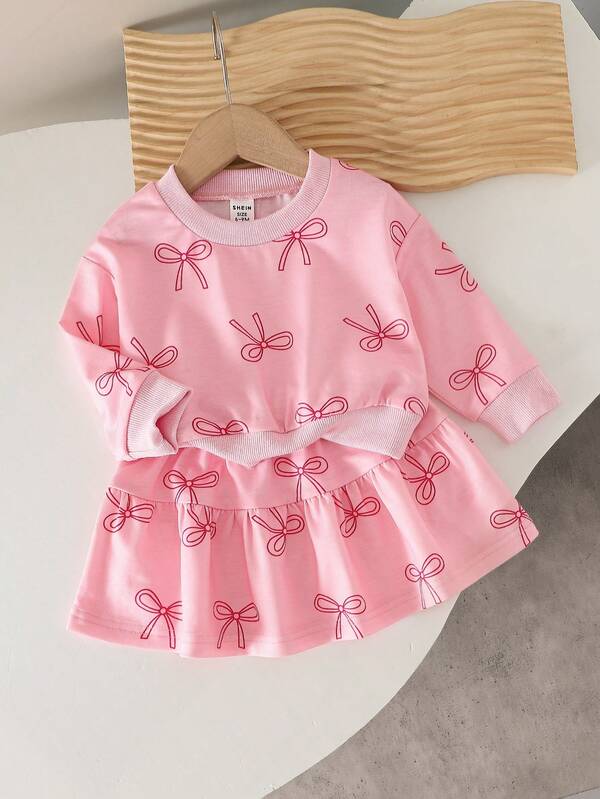 Conjunto de 2 piezas para bebé y niñas pequeñas, sweater y falda