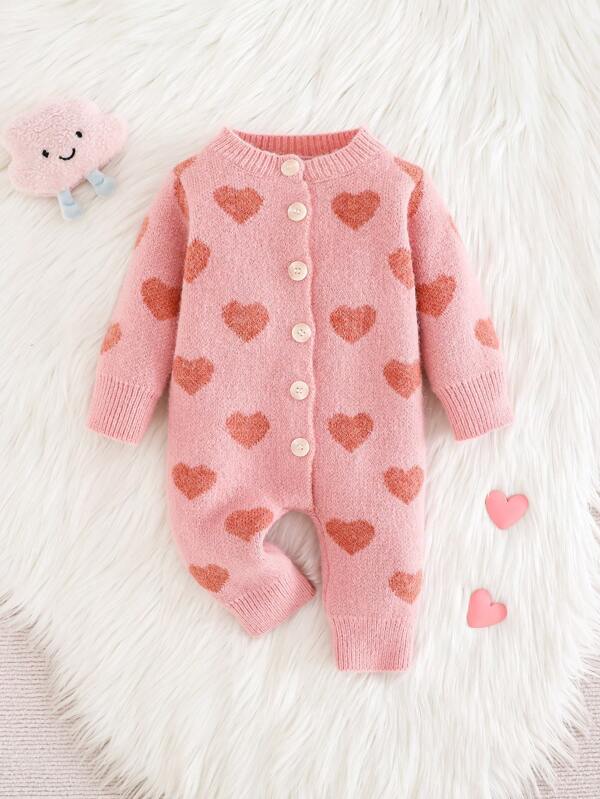 Mono de corazones rosas para bebé niña