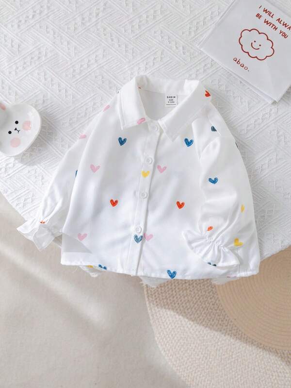 Camisa con corazones para bebé y niñas pequeñas