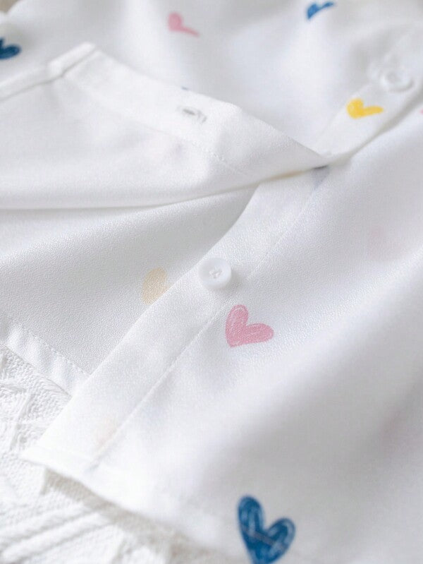 Camisa con corazones para bebé y niñas pequeñas