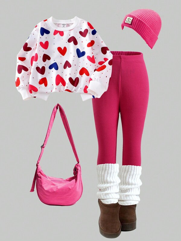 Conjunto de 2 piezas para niñas pequeñas, sweater y leggins