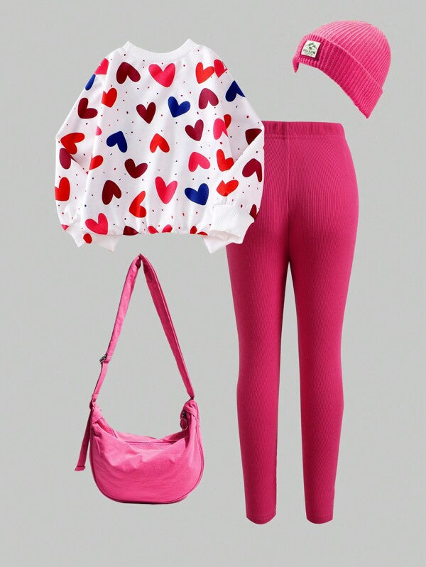 Conjunto de 2 piezas para niñas pequeñas, sweater y leggins