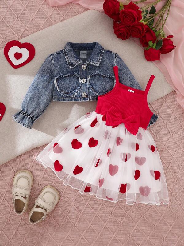 Conjunto de 2 piezas para bebé y niñas pequeñas, chaqueta y vestido