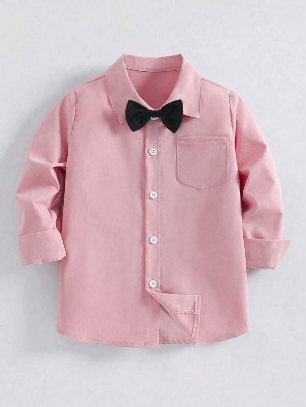 Camisa manga larga con corbatín para niño pequeño