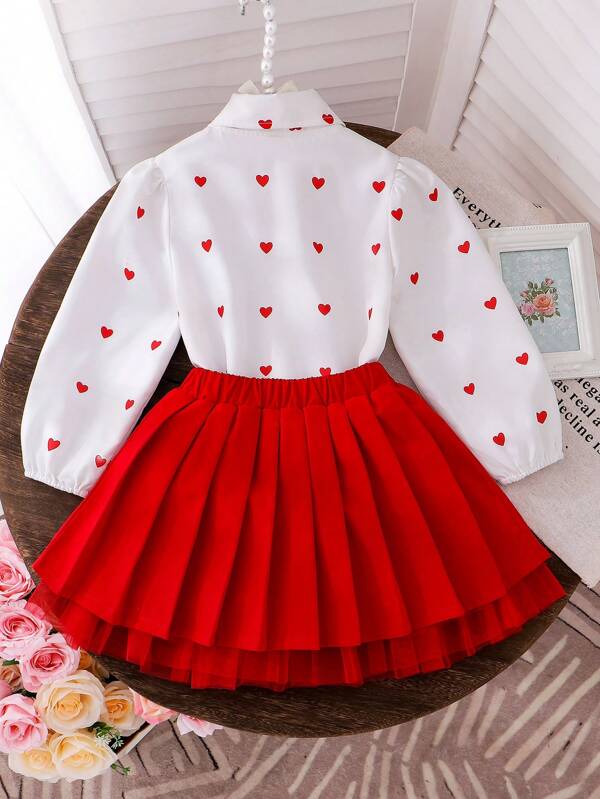 Conjunto de 2 piezas para niñas pequeñas, camisa y falda