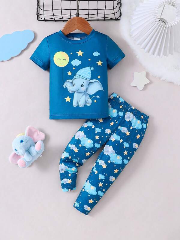 Conjunto de 2 piezas para bebé y niños pequeños, franela y mono