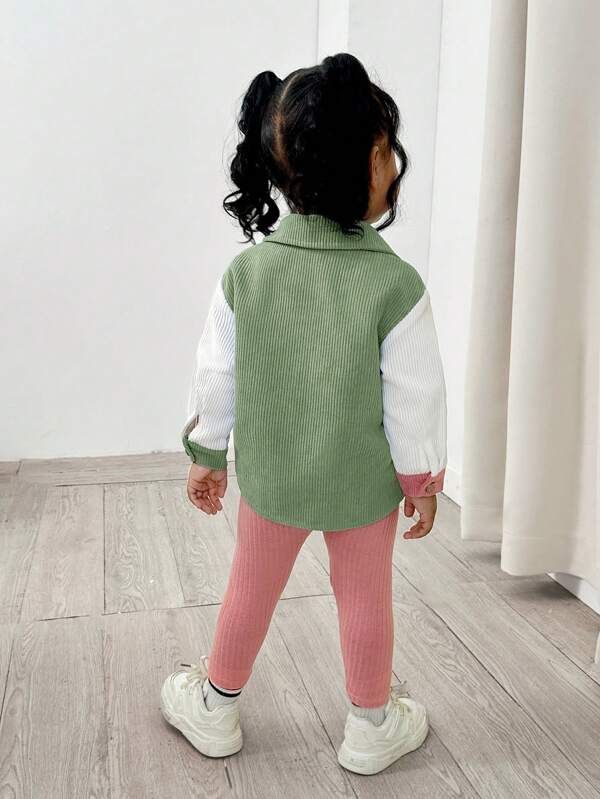 Conjunto de 3 piezas para bebé y niñas pequeñas, chaqueta, blusa y leggins
