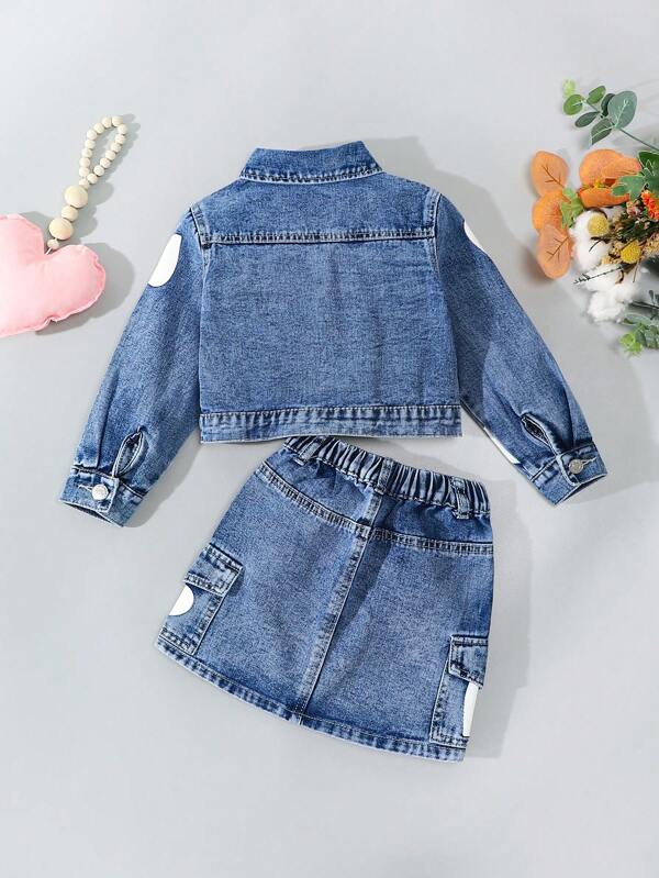 Conjunto de 2 piezas para niñas pequeñas, chaqueta y falda