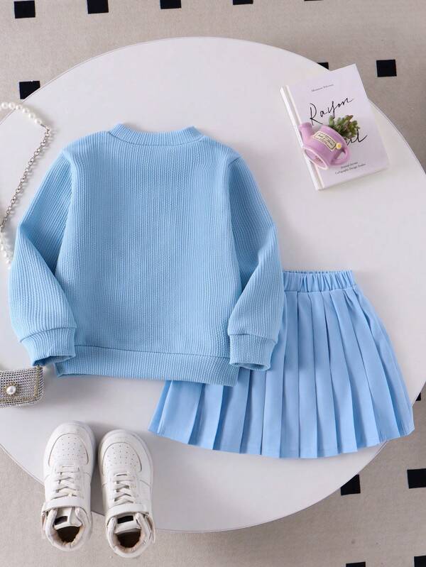 Conjunto de 2 piezas para niñas pequeñas, sweater y falda