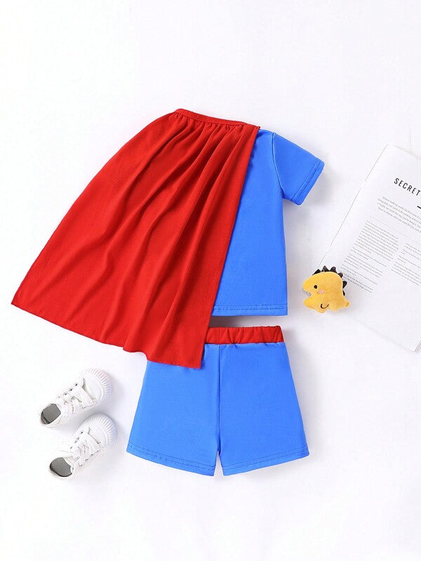 Set de 3 piezas para bebé y niño pequeño, franela, capa y shorts