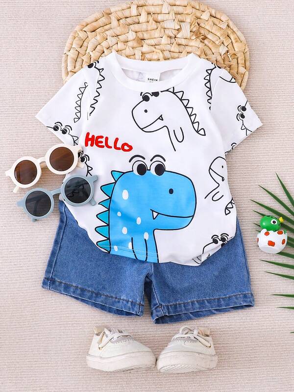 Conjunto de 2 piezas para bebé y niños pequeños, franela y shorts